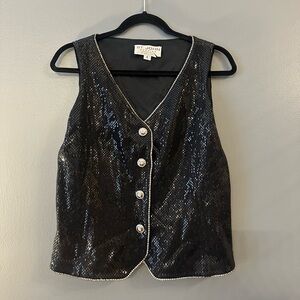 St. John Shimmering Black and Rhinestone Vest-Vintage-AMAZING CONDITION!